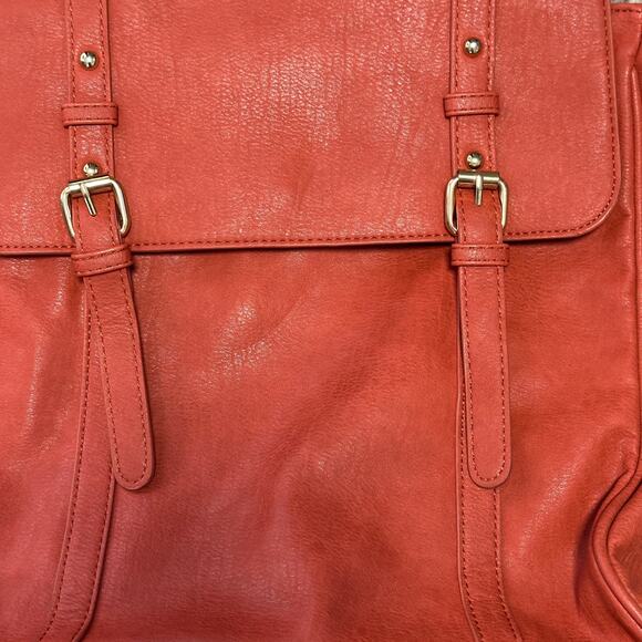 Large Vegan Leather Burnt Orange Tote Bag Laptop Bag MMS Design Studio - Picture 5 of 7